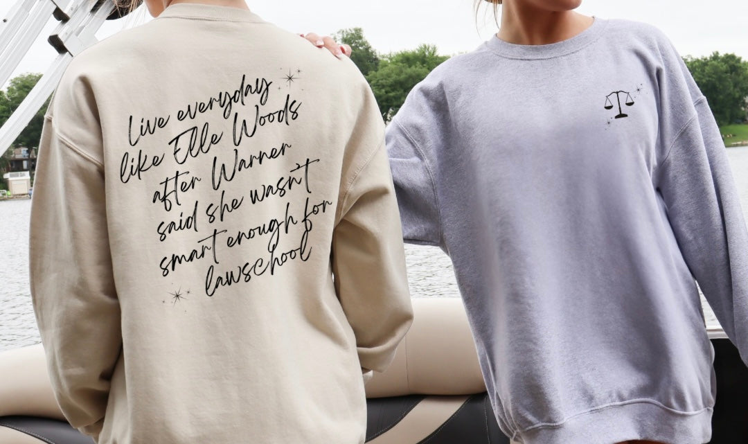 Live Like Elle Woods Unisex Heavy Blend™ Crewneck Sweatshirt - Inspirational Sweatshirt for Law Students